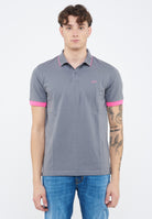 Polo con bordi fluo in cotone inchiostro 