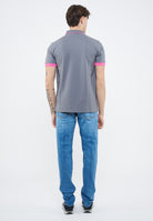 Polo con bordi fluo in cotone inchiostro 