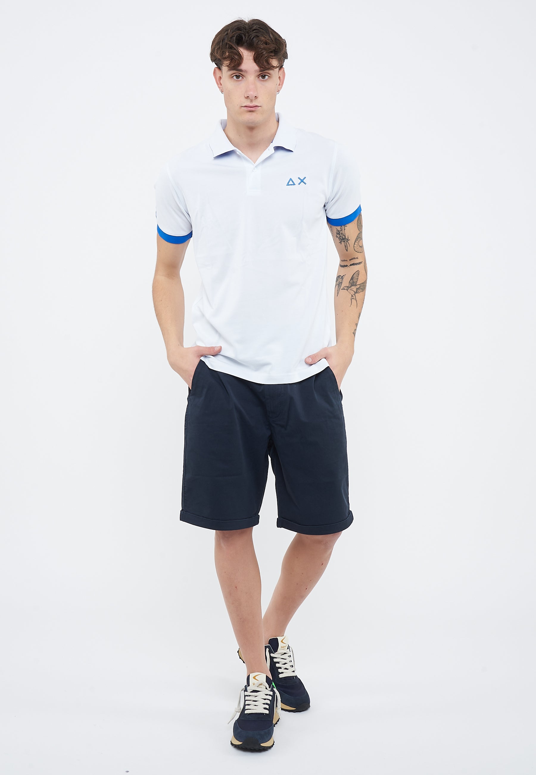 Polo con maxi logo in cotone bianco 