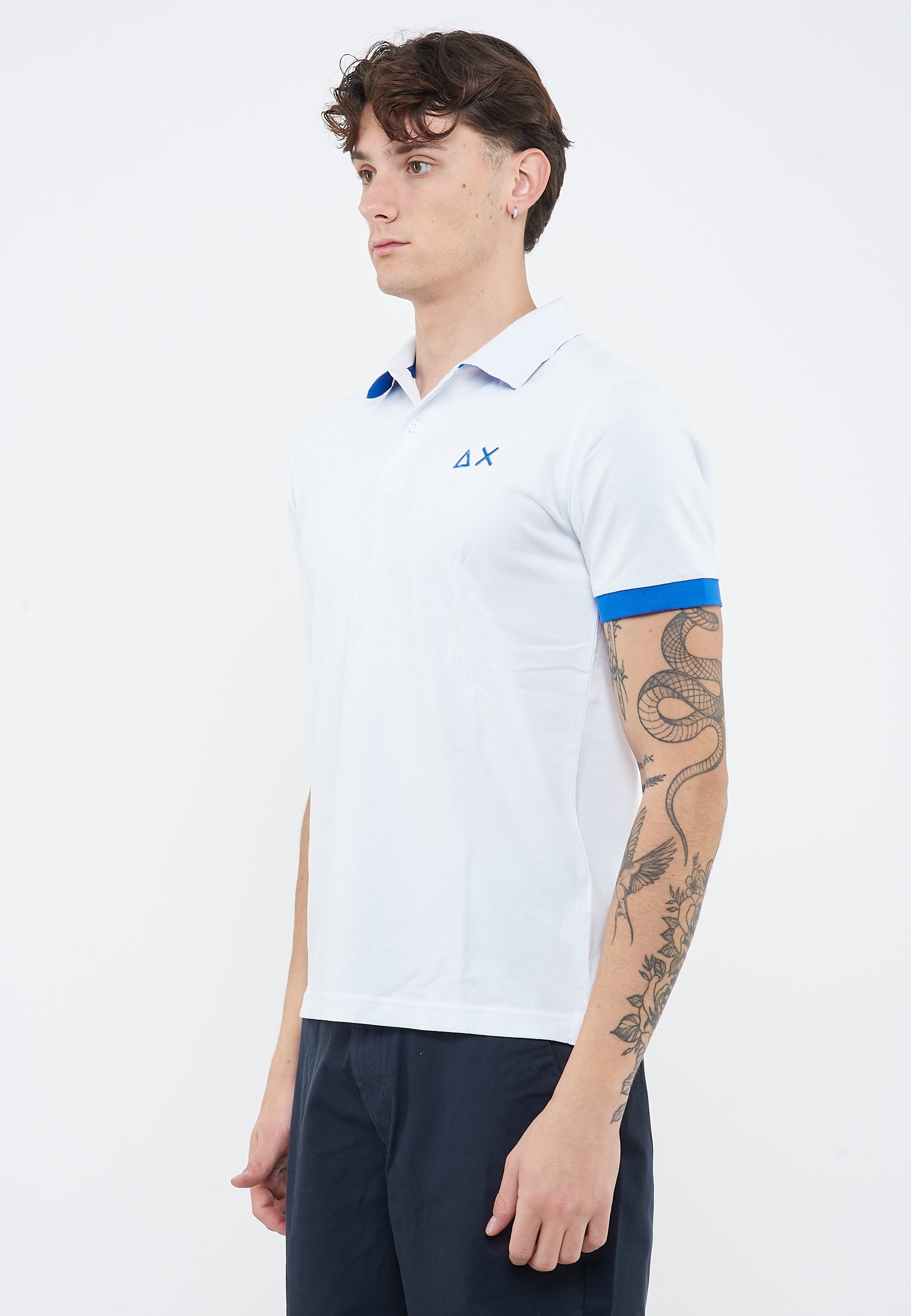 Polo con maxi logo in cotone bianco 