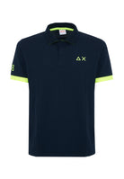 Polo con maxi logo in cotone navy blue 