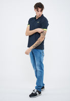 Polo con maxi logo in cotone navy blue 