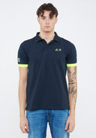 Polo con maxi logo in cotone navy blue 