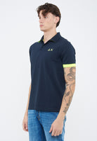 Polo con maxi logo in cotone navy blue 