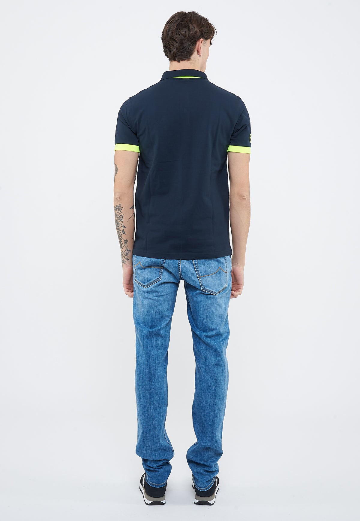 Polo con maxi logo in cotone navy blue 
