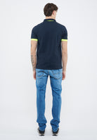 Polo con maxi logo in cotone navy blue 