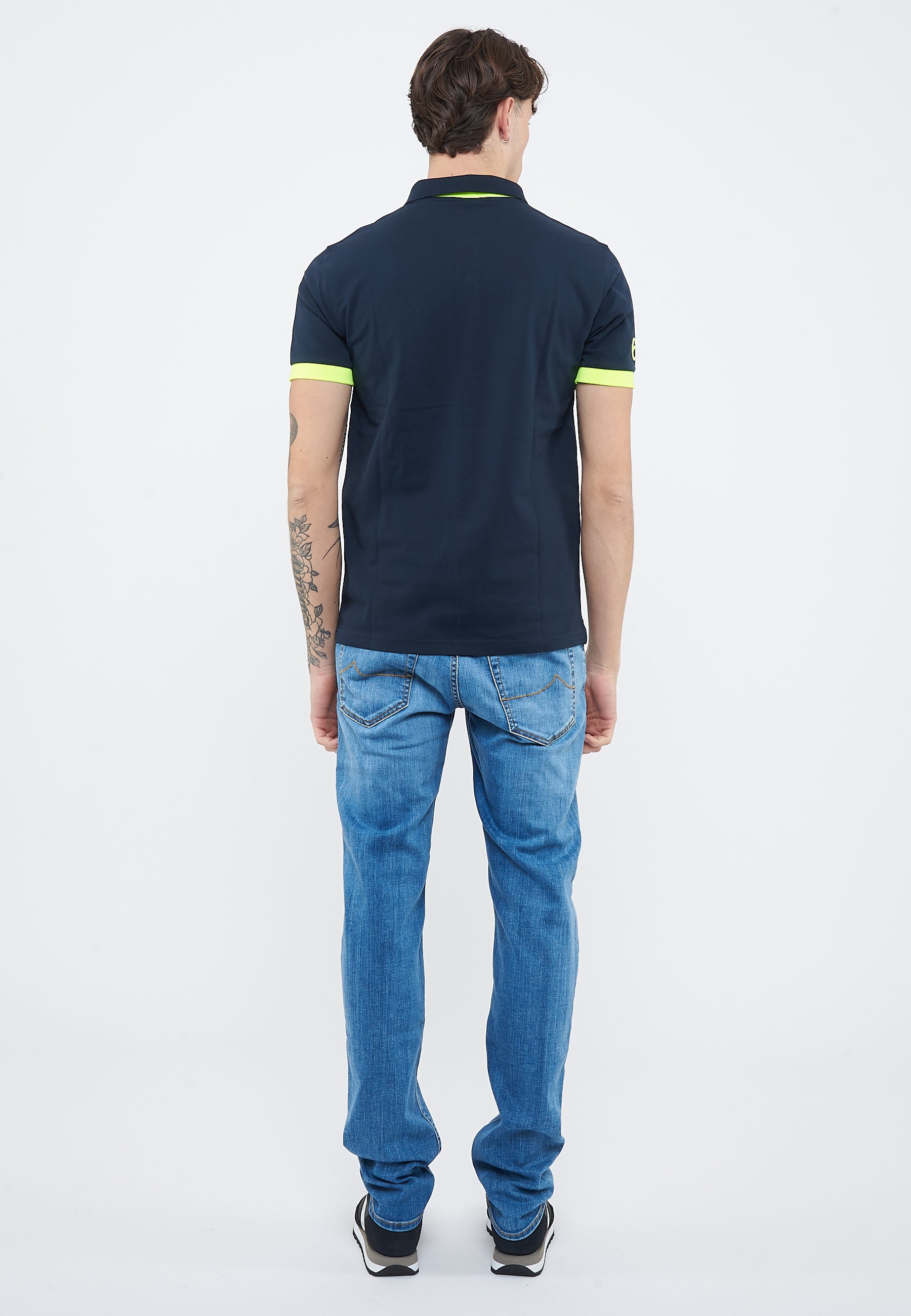 Polo con maxi logo in cotone navy blue 