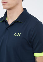 Polo con maxi logo in cotone navy blue 