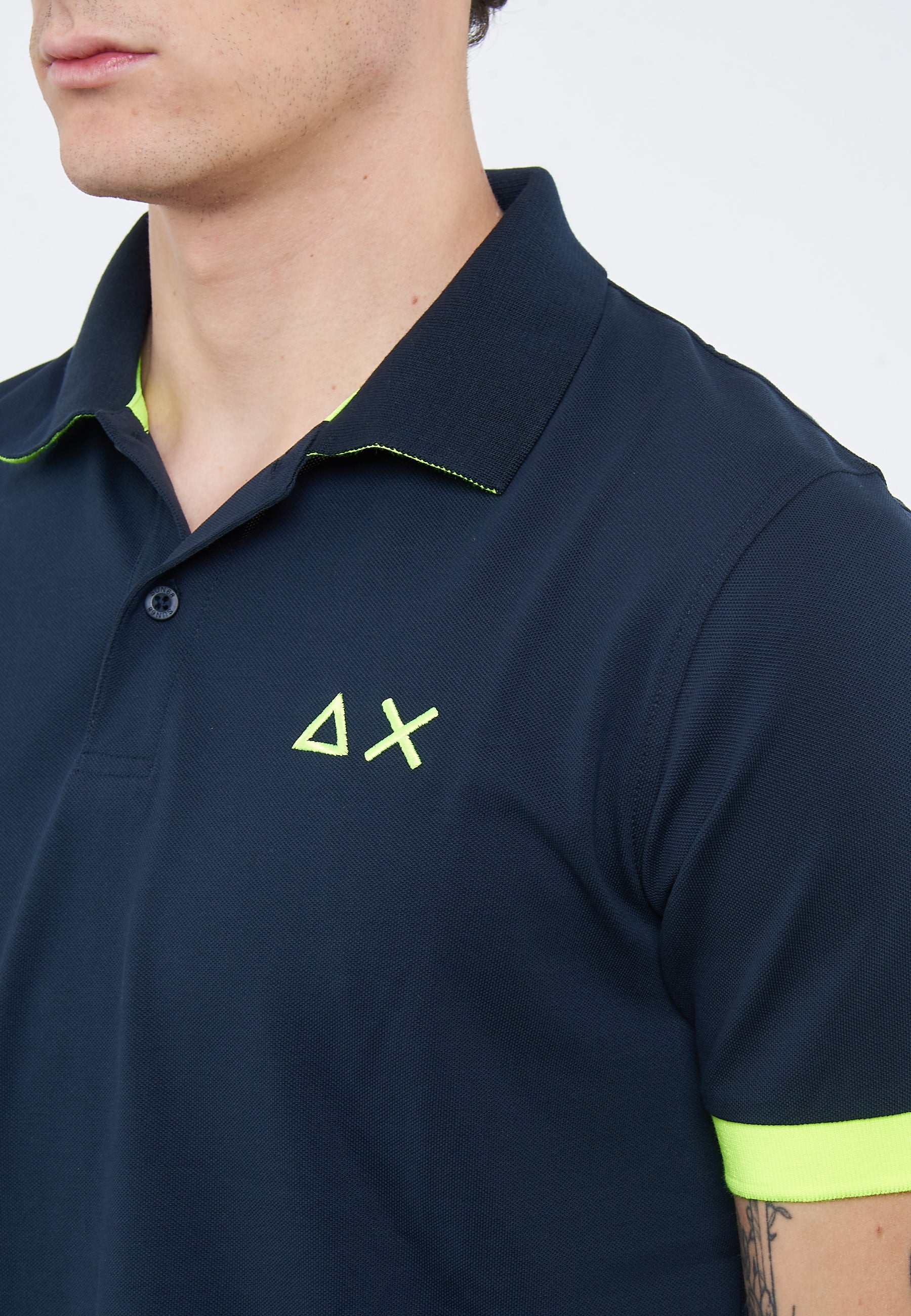 Polo con maxi logo in cotone navy blue 