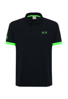 Polo con maxi logo in cotone nero 