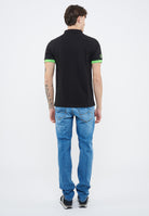 Polo con maxi logo in cotone nero 