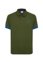 Polo con maxi logo in cotone verde scuro 