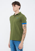 Polo con maxi logo in cotone verde scuro 