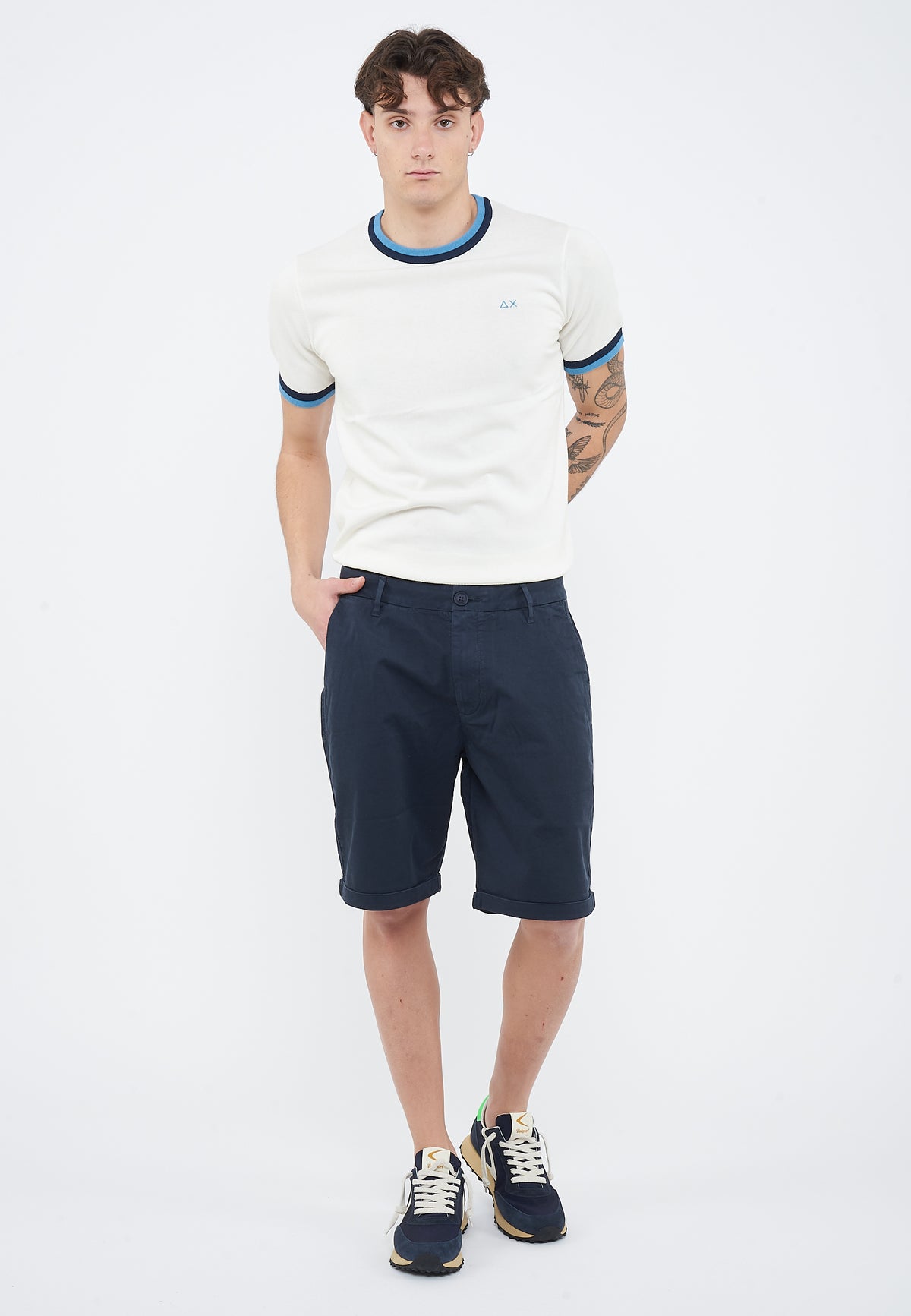 Bermuda chino in cotone navy blue 