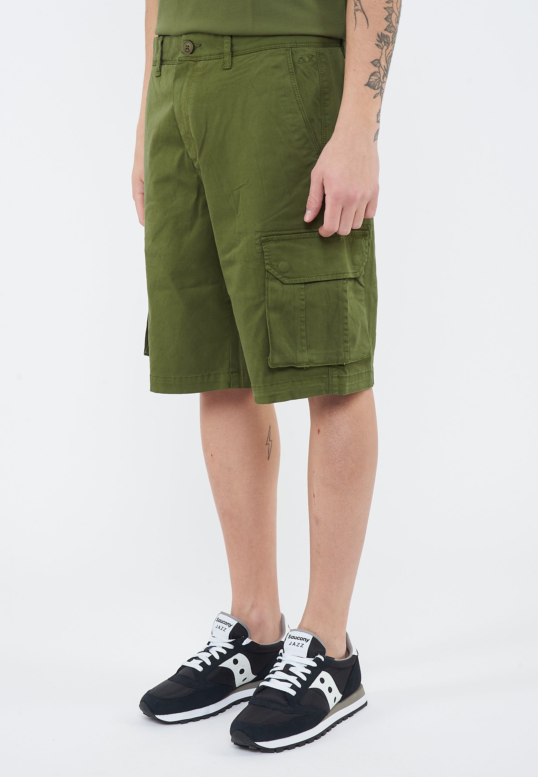 Bermuda cargo in cotone verde scuro 