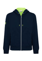 Felpa in cotone con cappuccio e zip blu navy 