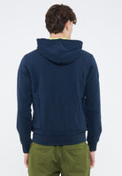 Felpa in cotone con cappuccio e zip blu navy 