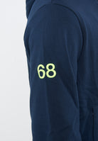 Felpa in cotone con cappuccio e zip blu navy 