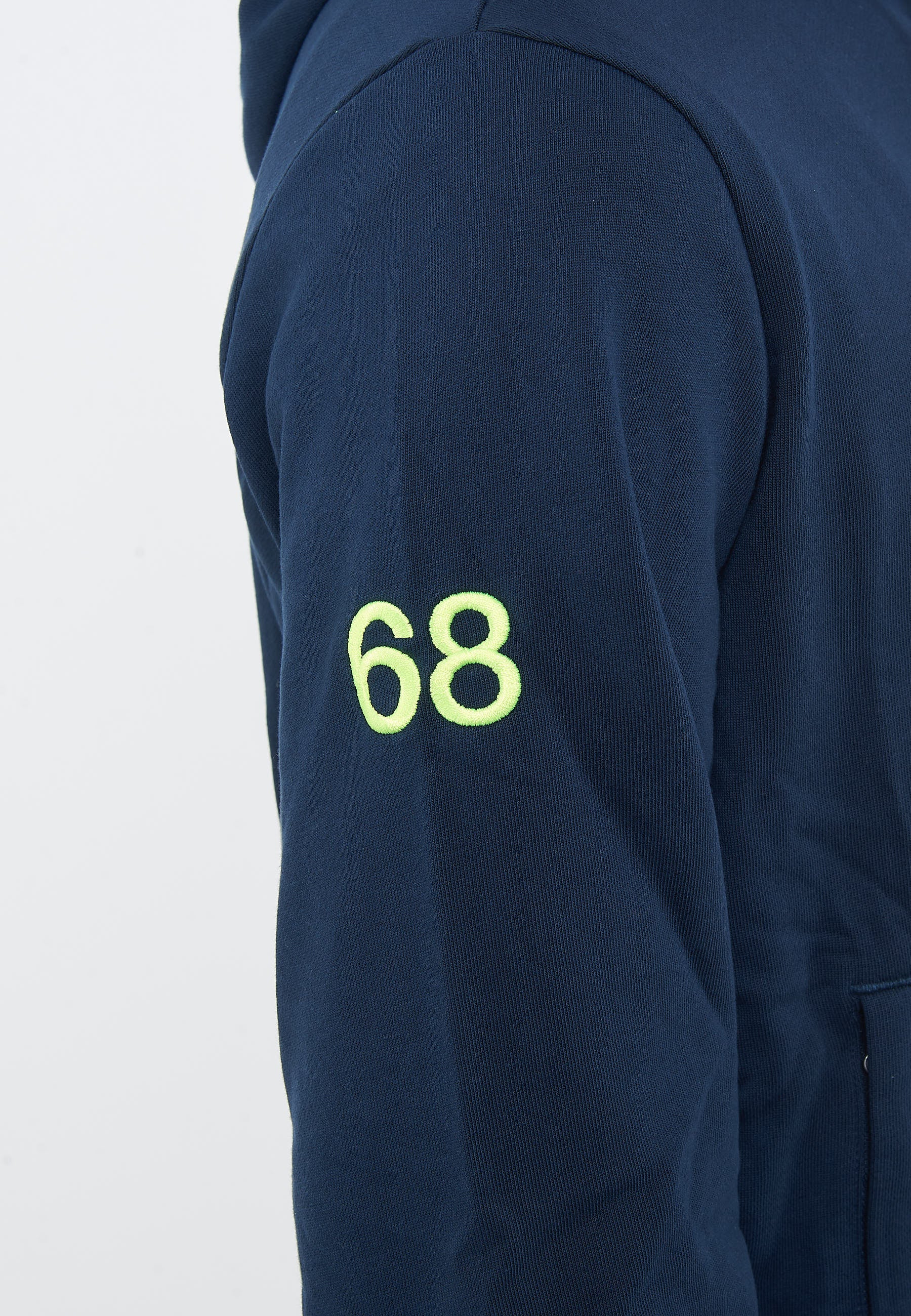 Felpa in cotone con cappuccio e zip blu navy 