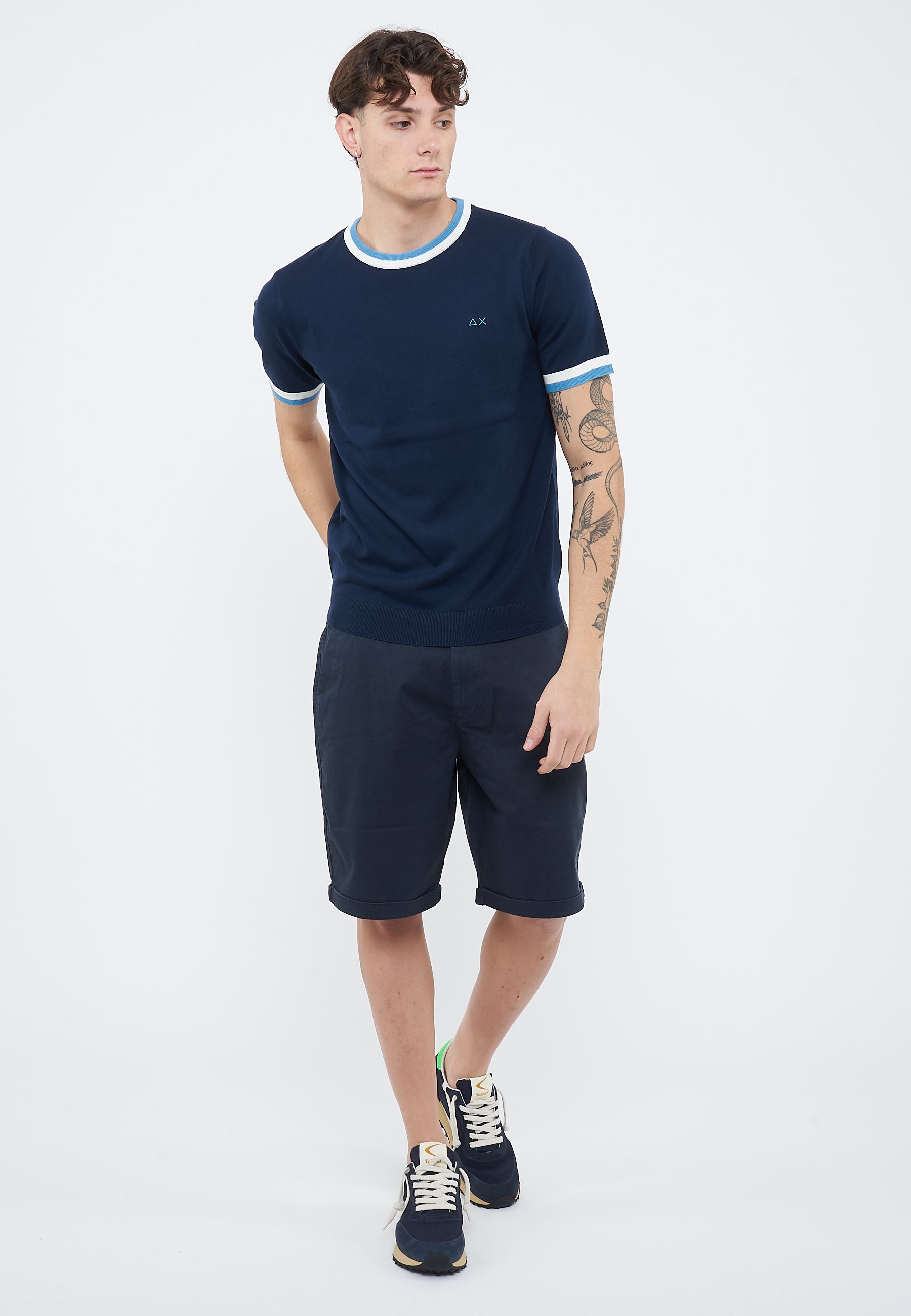 T-shirt in maglia di cotone navy blue 