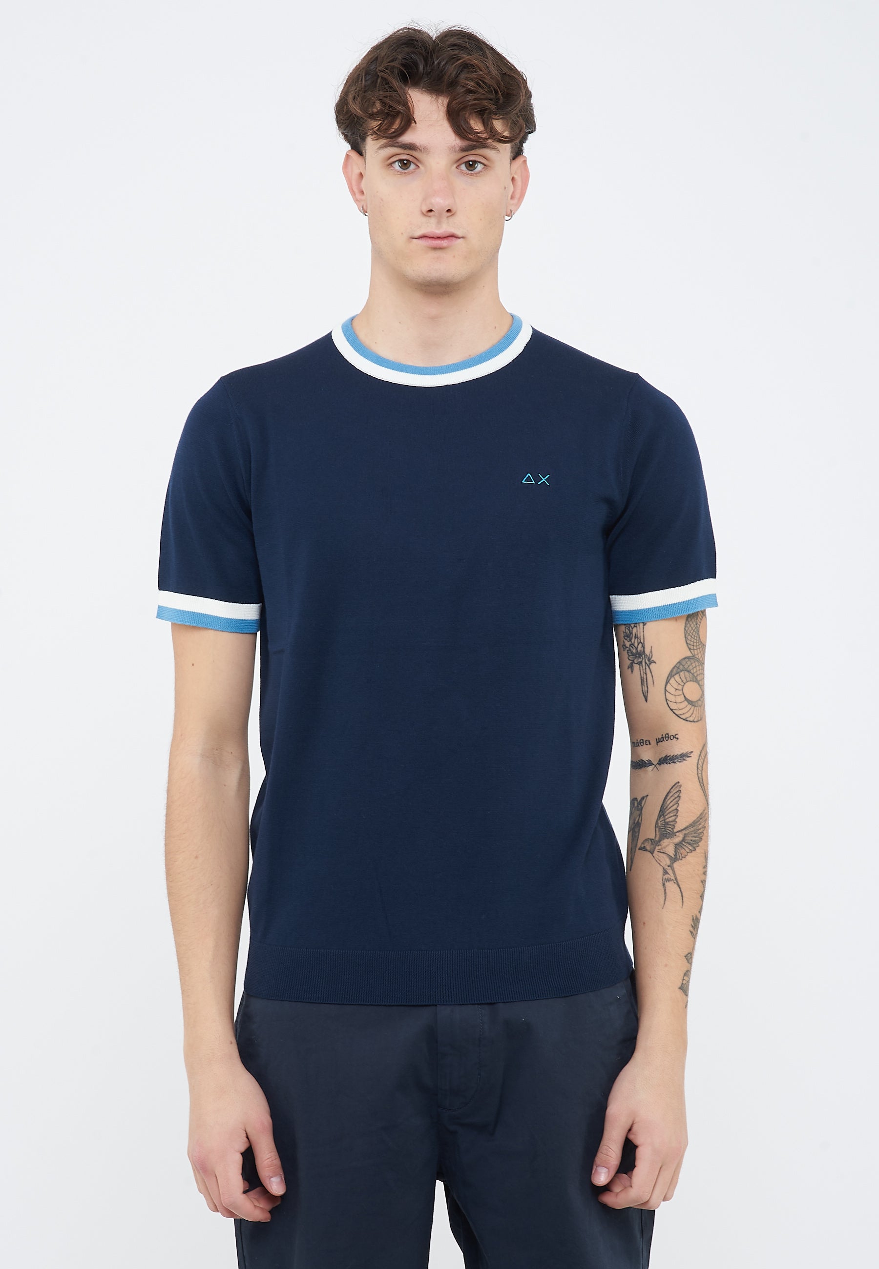T-shirt in maglia di cotone navy blue 