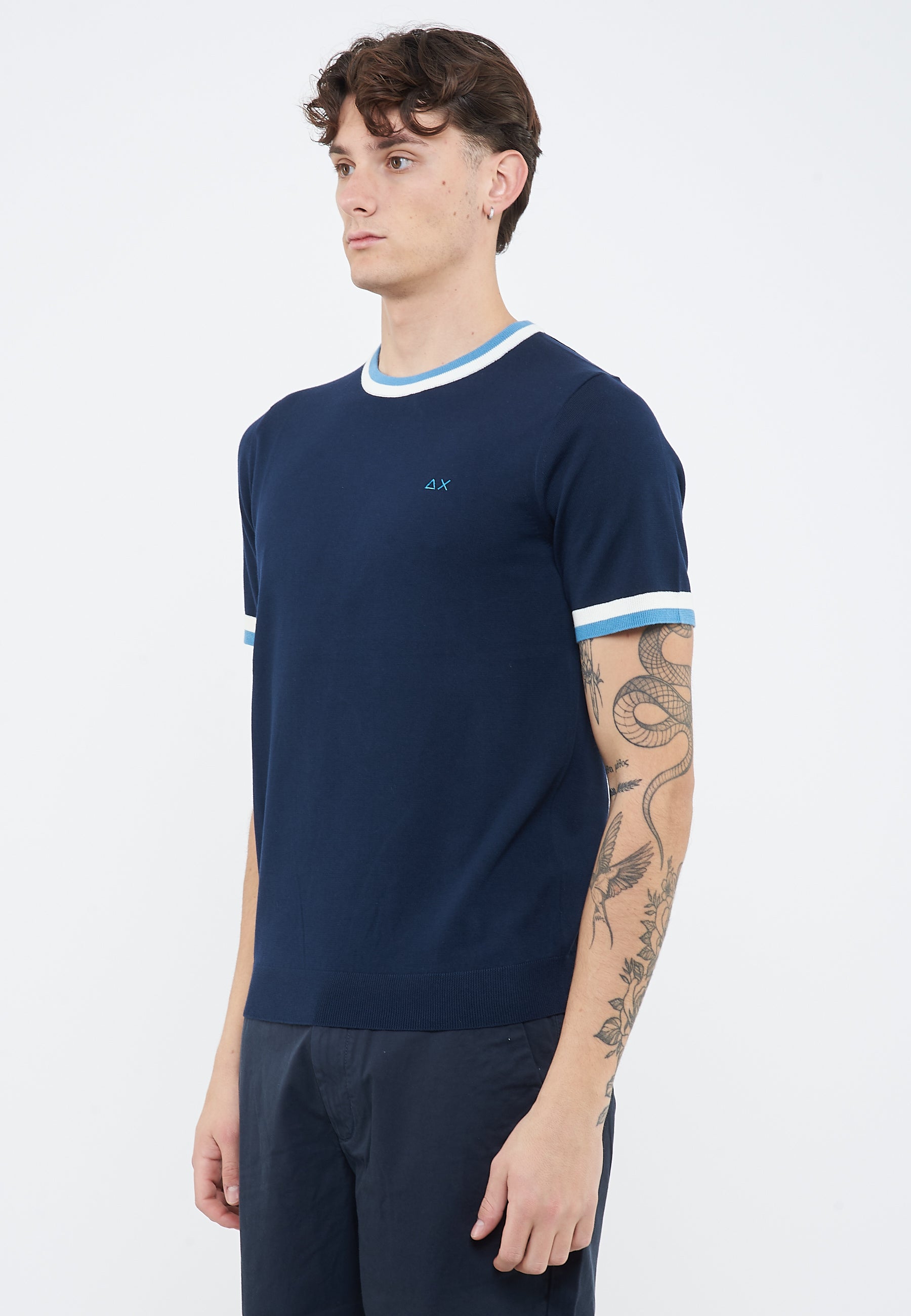 T-shirt in maglia di cotone navy blue 