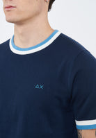 T-shirt in maglia di cotone navy blue 