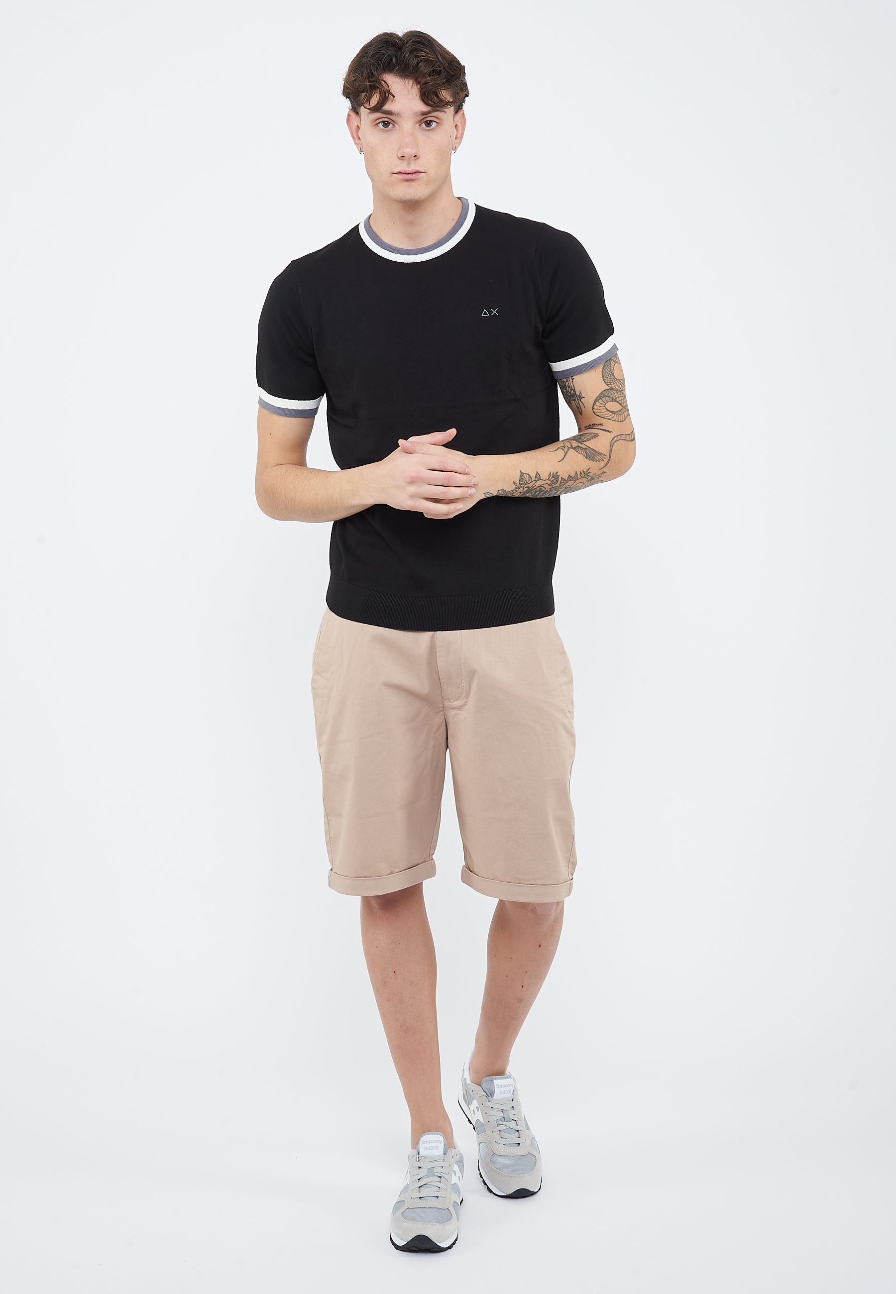 T-shirt in maglia di cotone nero 
