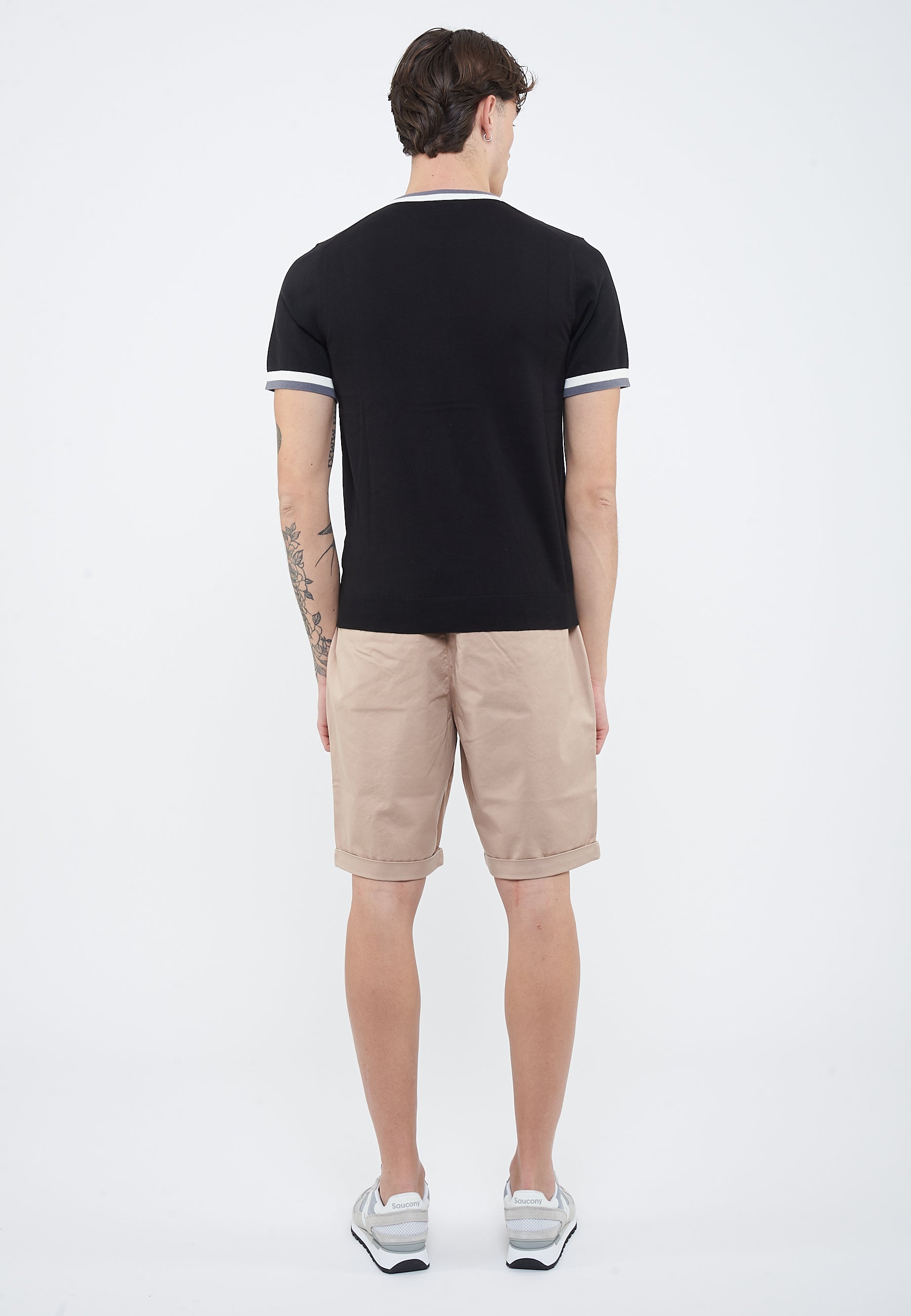 T-shirt in maglia di cotone nero 
