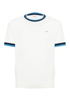 T-shirt in maglia di cotone bianco panna 