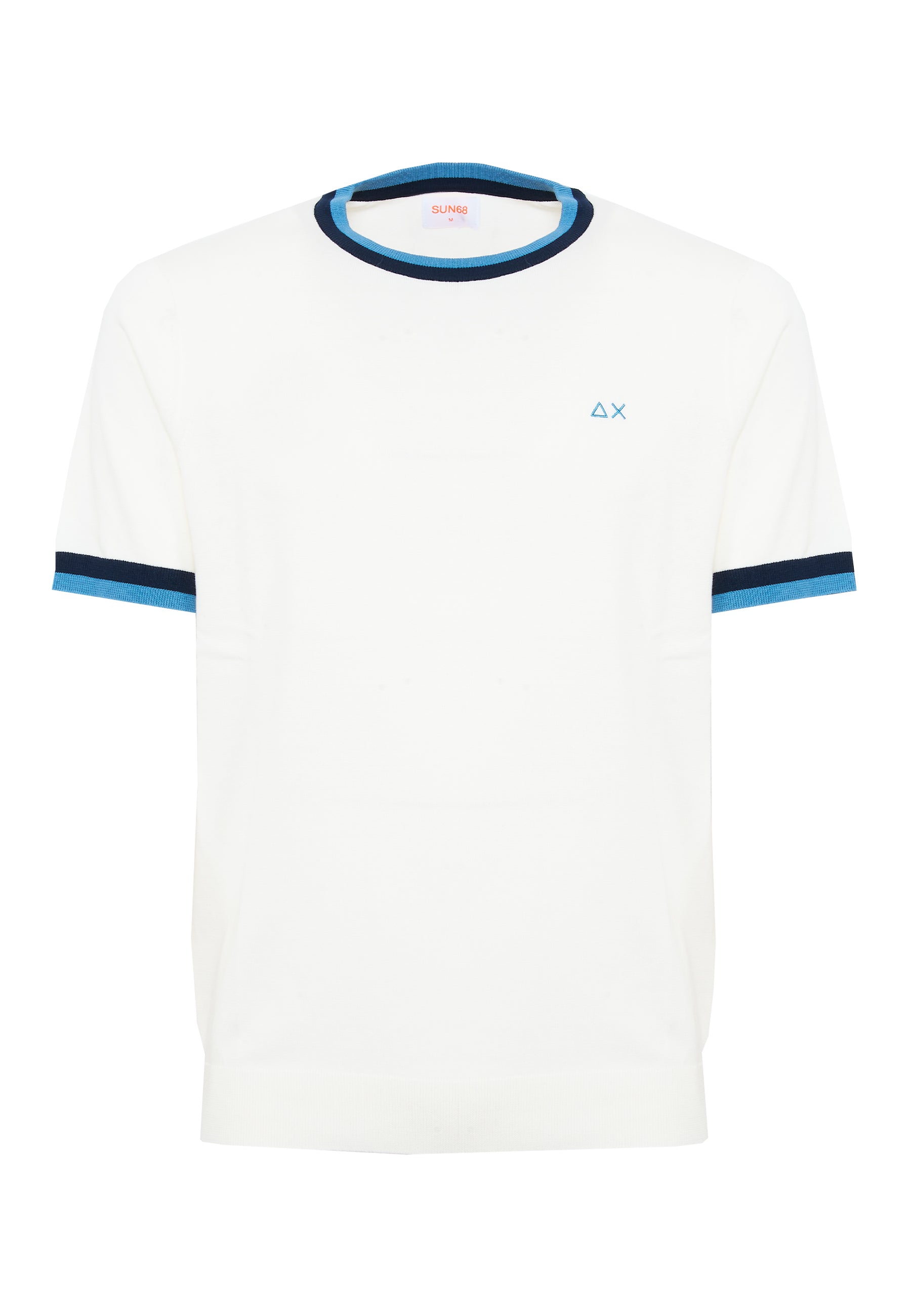 T-shirt in maglia di cotone bianco panna 