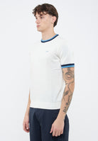 T-shirt in maglia di cotone bianco panna 