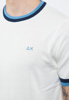 T-shirt in maglia di cotone bianco panna 