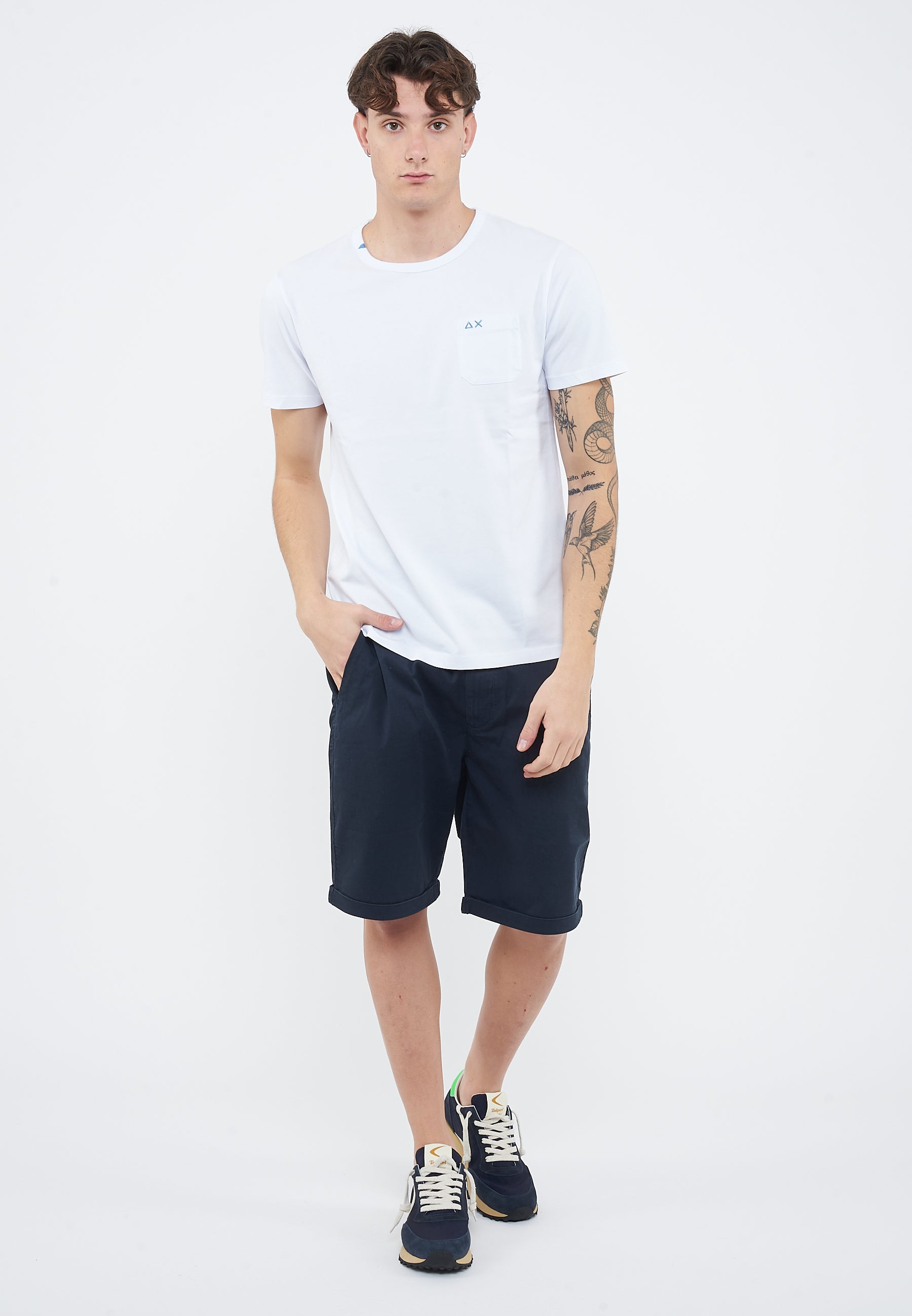 T-shirt girocollo in jersey bianco 