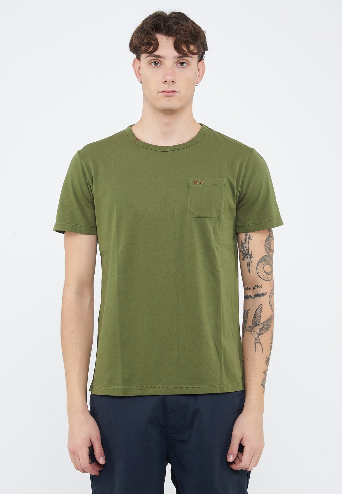 Dark green jersey crew-neck T-shirt