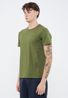 T-shirt girocollo in jersey verde scuro 