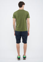 T-shirt girocollo in jersey verde scuro 