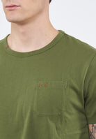T-shirt girocollo in jersey verde scuro 