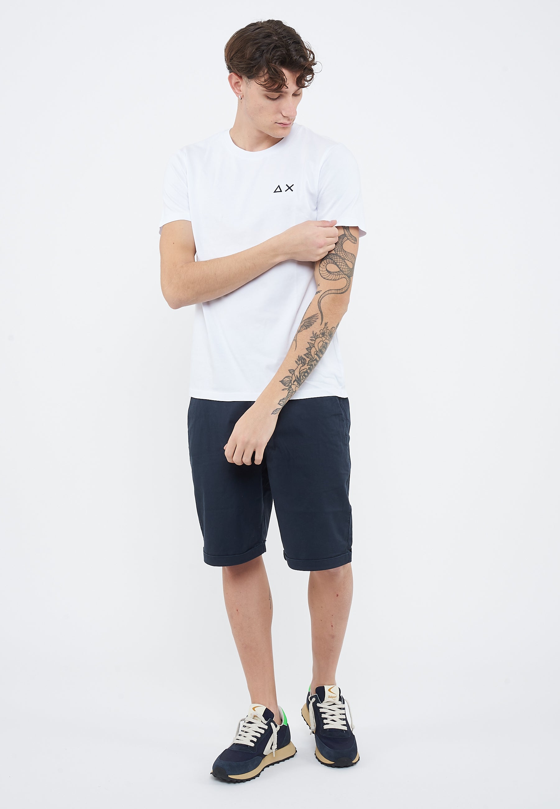T-shirt con logo sun68 in cotone bianco 