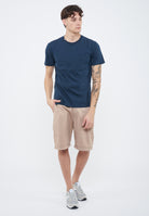 T-shirt con trattamento vintage in cotone navy blue 