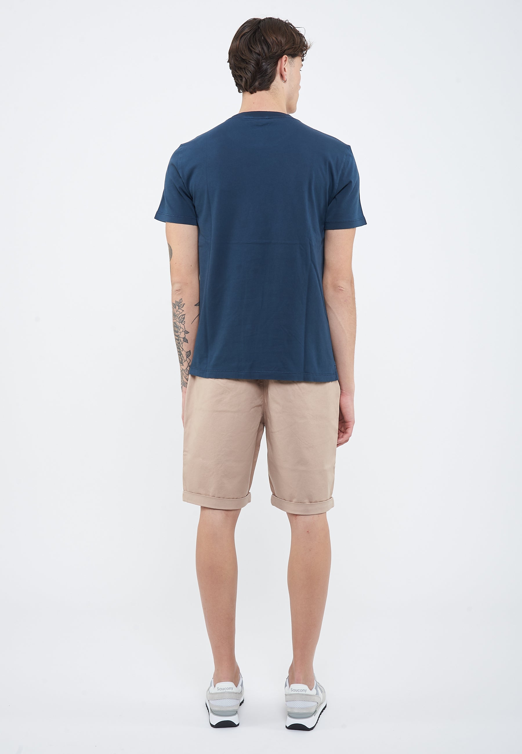 T-shirt con trattamento vintage in cotone navy blue 