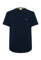 T-shirt in piquet di cotone blu navy 