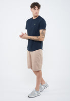 T-shirt in piquet di cotone blu navy 