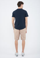 T-shirt in piquet di cotone blu navy 