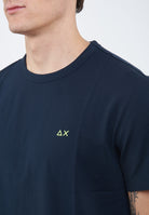 T-shirt in piquet di cotone blu navy 