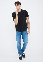 T-shirt in piquet di cotone nero 