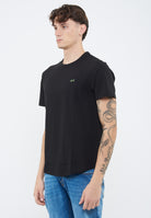 T-shirt in piquet di cotone nero 