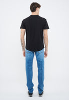 T-shirt in piquet di cotone nero 
