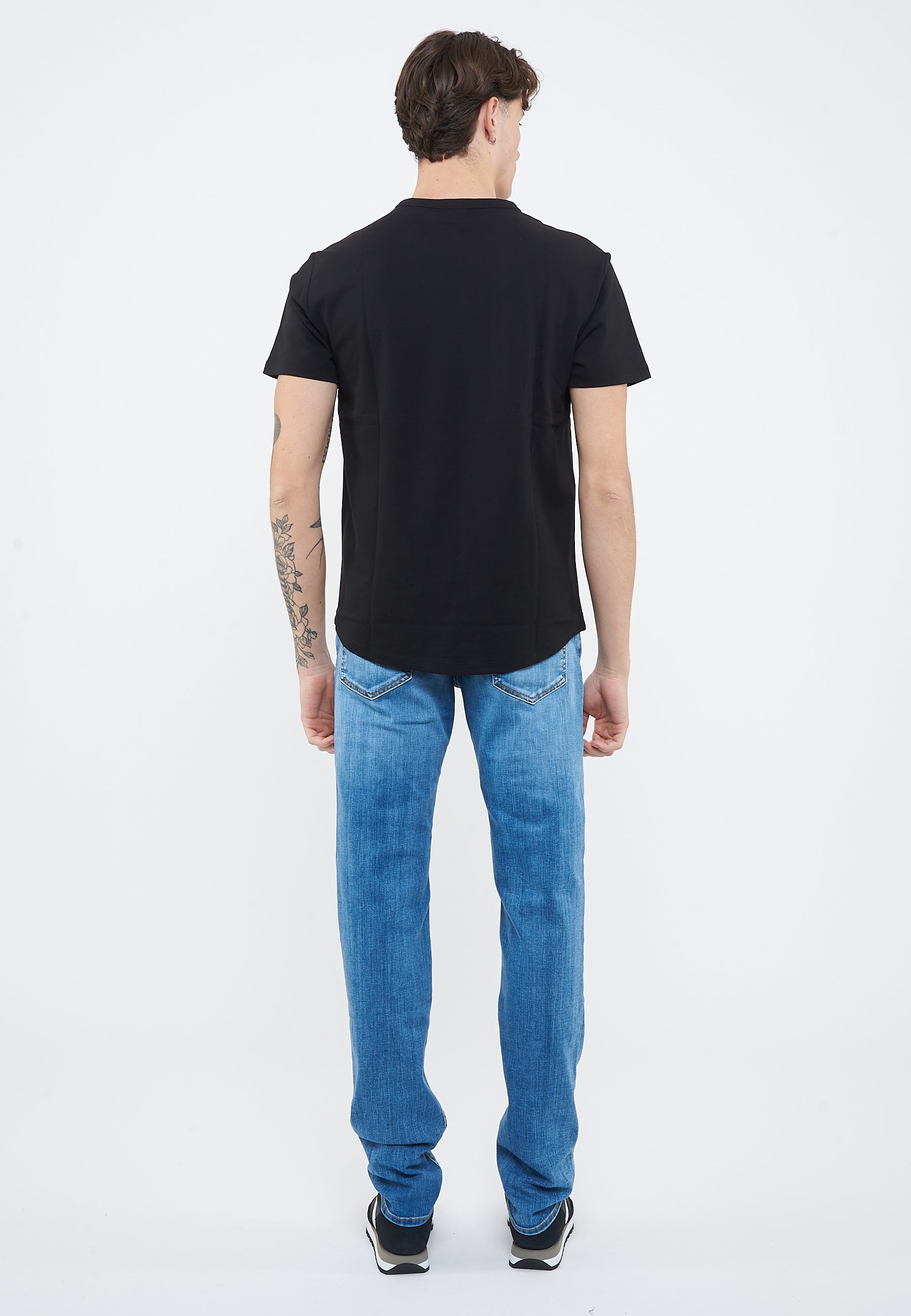 T-shirt in piquet di cotone nero 