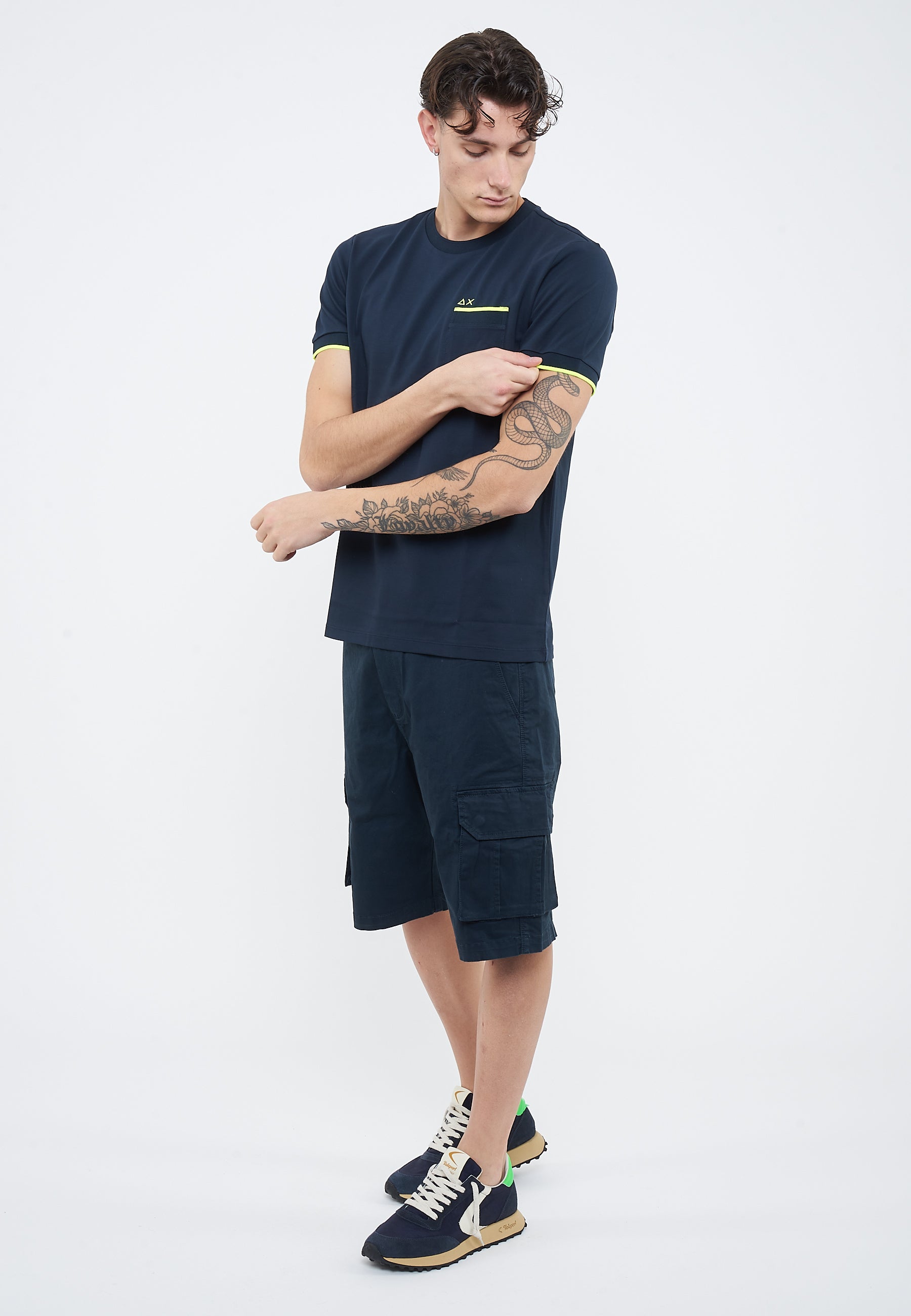 T-shirt in piquet di cotone navy blue 
